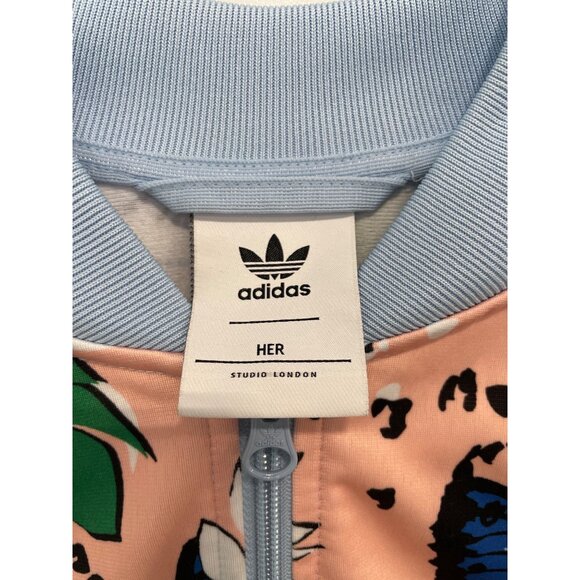 Adidas Track Jacket Size Medium HER Studio London Floral Butterfly Pink Blue - Picture 4 of 12